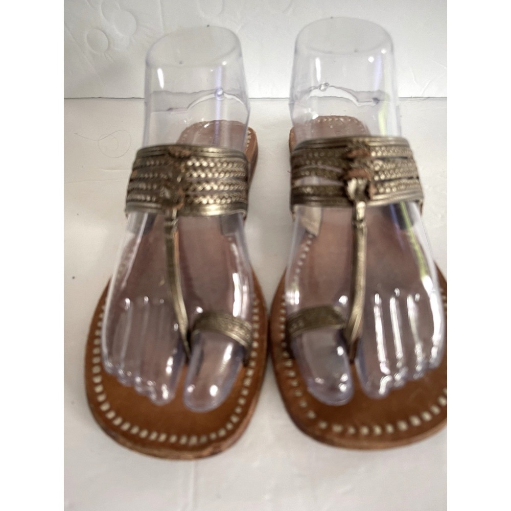 AE Outfitters Boho-Chic Resort Wear Leather Gold Gladiator‎ Sandals 7